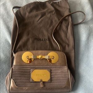Pollini Metallic grey and Gold Shoulder Bag